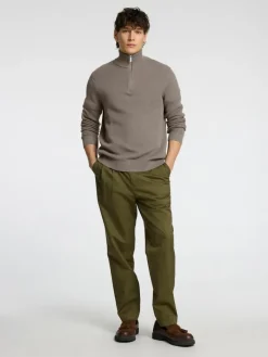 SLHDANE LS KNIT STRUCTURE HALF ZIP NOOS morel