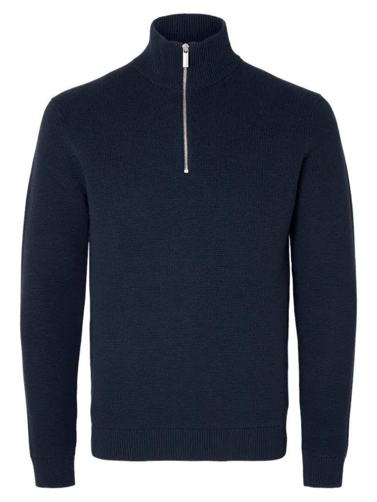 SLHDANE LS KNIT STRUCTURE HALF ZIP NOOS sky captain