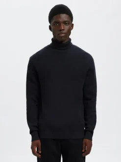 SLHDANE LS KNIT STRUCTURE ROLL NECK NOOS sky captain