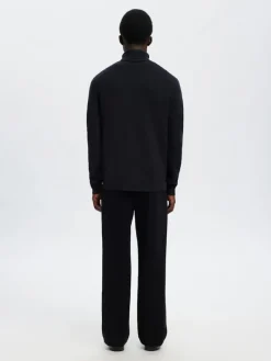 SLHDANE LS KNIT STRUCTURE ROLL NECK NOOS sky captain