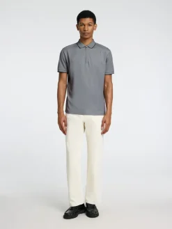 SLHFAVE SPORT ZIP SS POLO NOOS medium grey melange