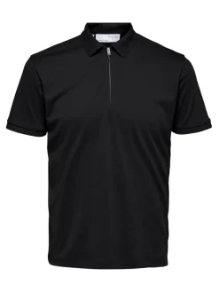 SLHFAVE ZIP SS POLO NOOS black