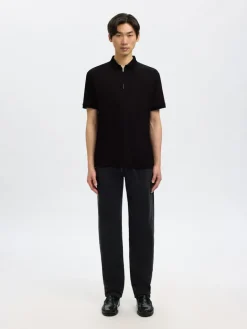 SLHFAVE ZIP SS POLO NOOS black