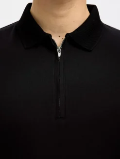 SLHFAVE ZIP SS POLO NOOS black