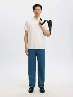 SLHFAVE ZIP SS POLO NOOS cloud dancer