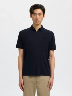 SLHFAVE ZIP SS POLO NOOS sky captain