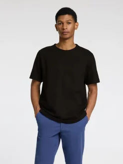 SLHJOSEPH PIQUE SS O-NECK TEE black