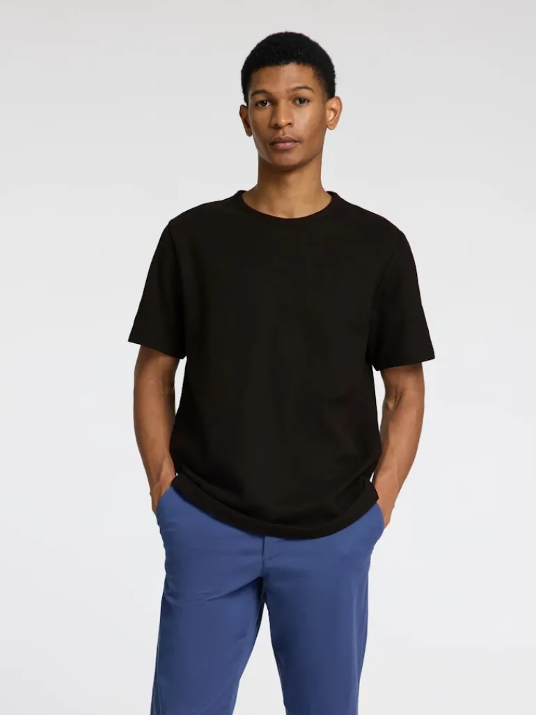 SLHJOSEPH PIQUE SS O-NECK TEE black