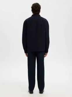 SLH-LEROY LINEN BLEND OVERSHIRT LS NOOS sky captain
