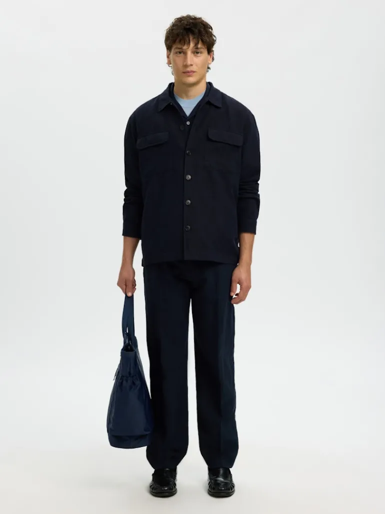 SLH-LEROY LINEN BLEND OVERSHIRT LS NOOS sky captain