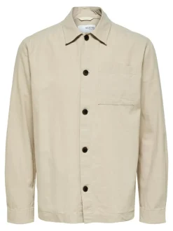 SLHLOOSEBLAS-LINEN OVERSHIRT LS W NOOS angora