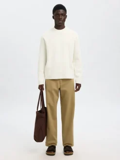 SLHMIKE LIGHT LS KNIT RELAXED MOCK NECK egret