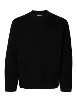 SLHMIKE LIGHT LS KNIT RELAXED MOCK NECK black