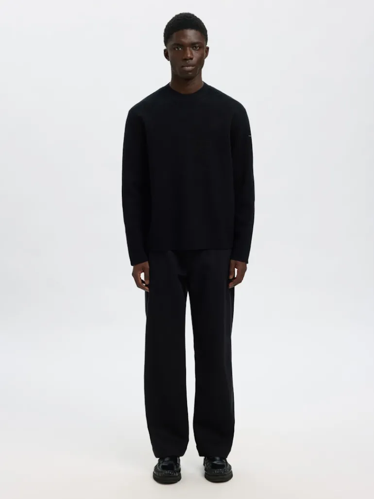 SLHMIKE LIGHT LS KNIT RELAXED MOCK NECK black
