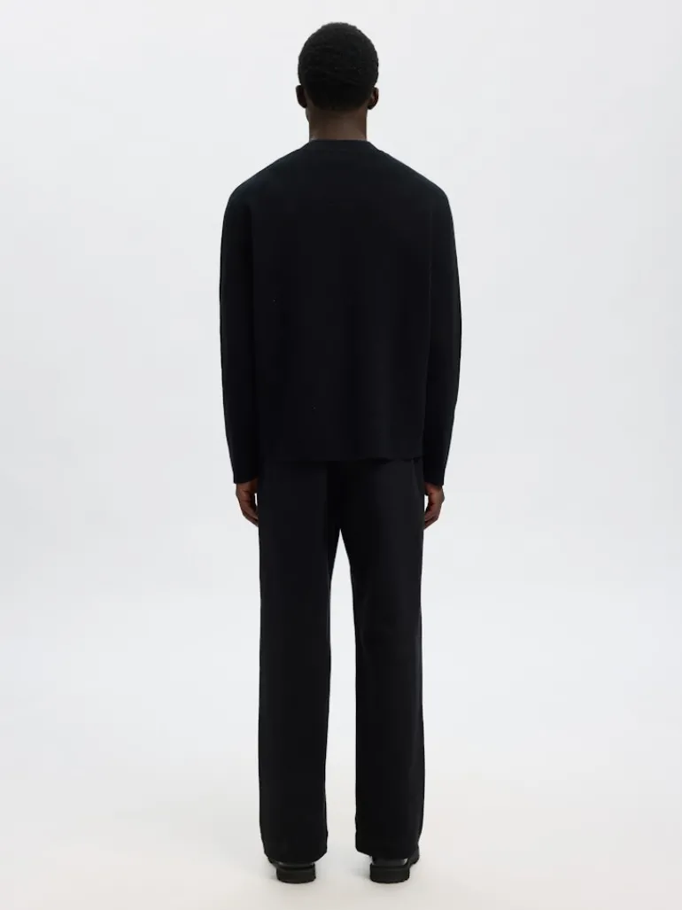 SLHMIKE LIGHT LS KNIT RELAXED MOCK NECK black