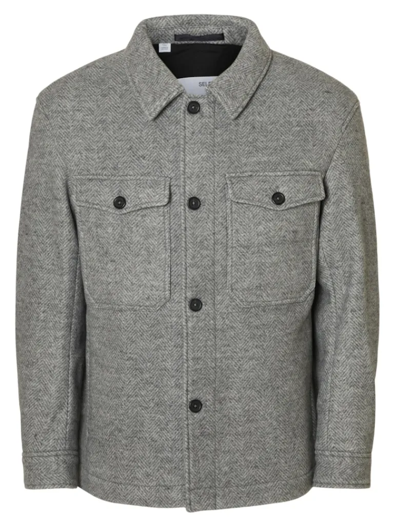 SLHMITCH WOOL BLEND SHACKET NOOS grey melange