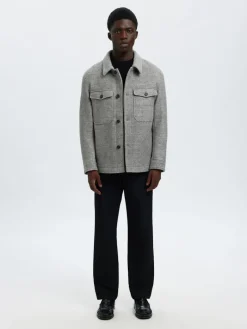 SLHMITCH WOOL BLEND SHACKET NOOS grey melange