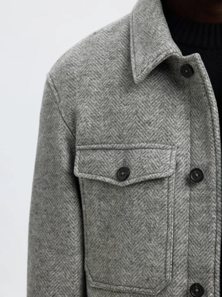 SLHMITCH WOOL BLEND SHACKET NOOS grey melange