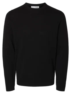 SLHRAVI LS KNIT STRUCTURE CREW NECK black