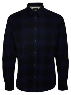 SLHREGADRIAN SHIRT LS AOP W dark blue