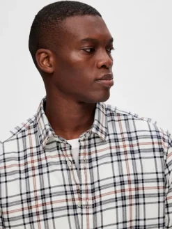 SLHREGOWEN-FLANNEL MIX SHIRT LS W egret