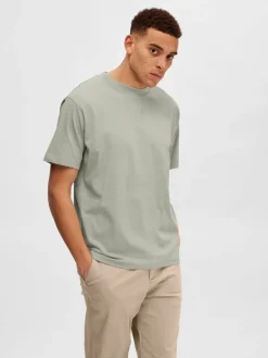 SLHRELAXCOLMAN SS O-NECK TEE B COLL desert sage