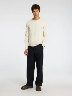 SLHROME LS KNIT CREW NECK NOOS oatmeal