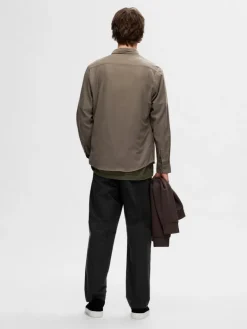 SLHSLIMOWEN-BRUSHED SHIRT LS NOOS morel