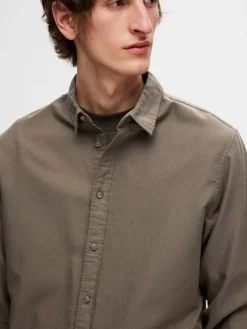 SLHSLIMOWEN-BRUSHED SHIRT LS NOOS morel