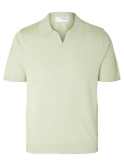 SLHTELLER SS KNIT POLO NOOS bok choy