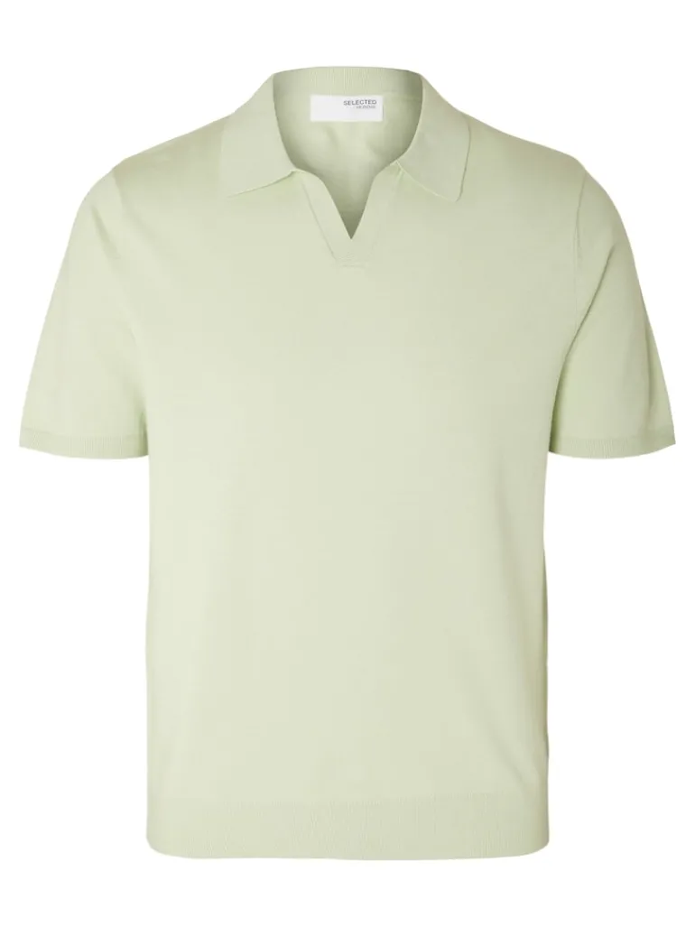 SLHTELLER SS KNIT POLO NOOS bok choy