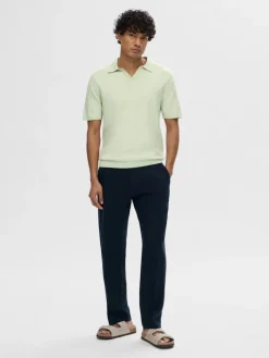 SLHTELLER SS KNIT POLO NOOS bok choy