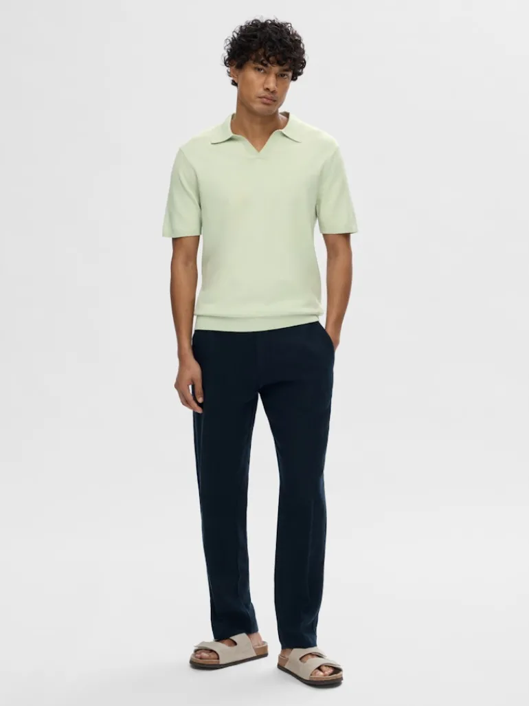 SLHTELLER SS KNIT POLO NOOS bok choy