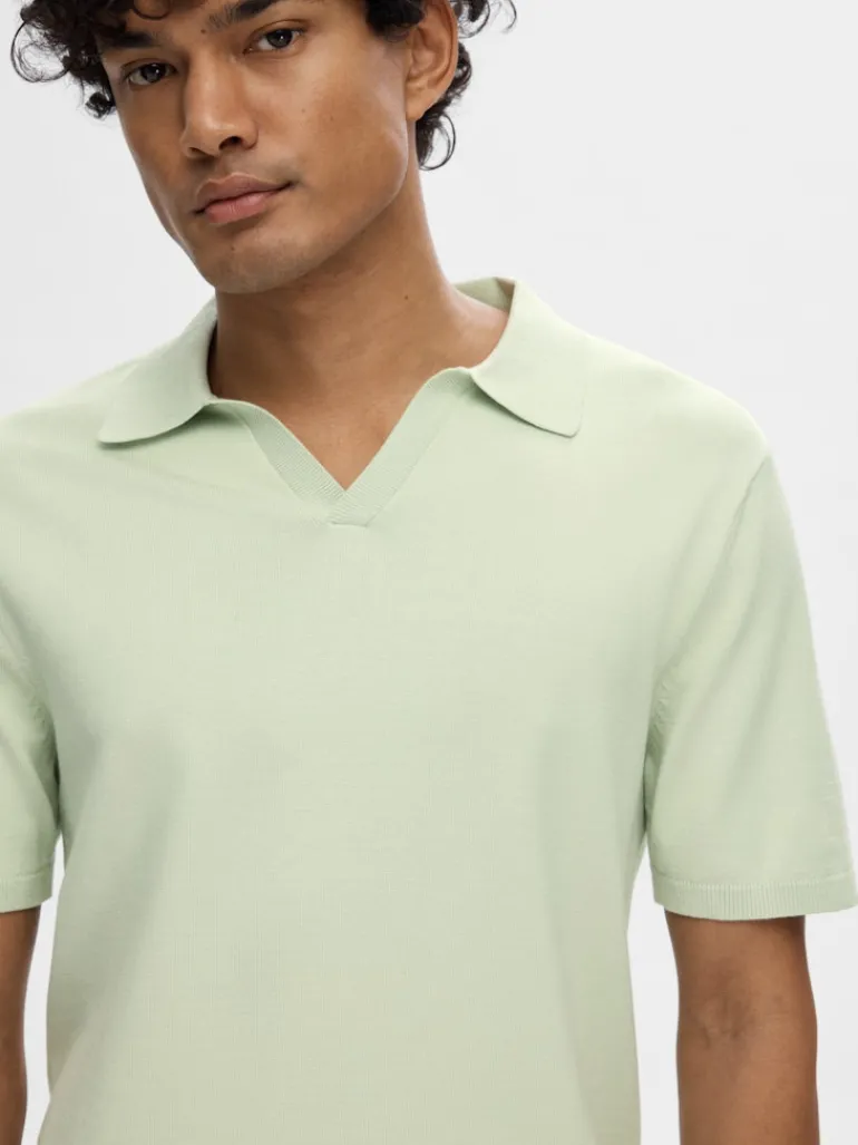 SLHTELLER SS KNIT POLO NOOS bok choy