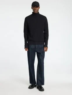 SLHTHEO LS KNIT STRUCTURE ROLL NECK black