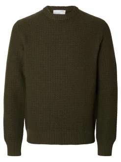 SLHTHIM LS KNIT STRUCTURE CREW NECK W rosin