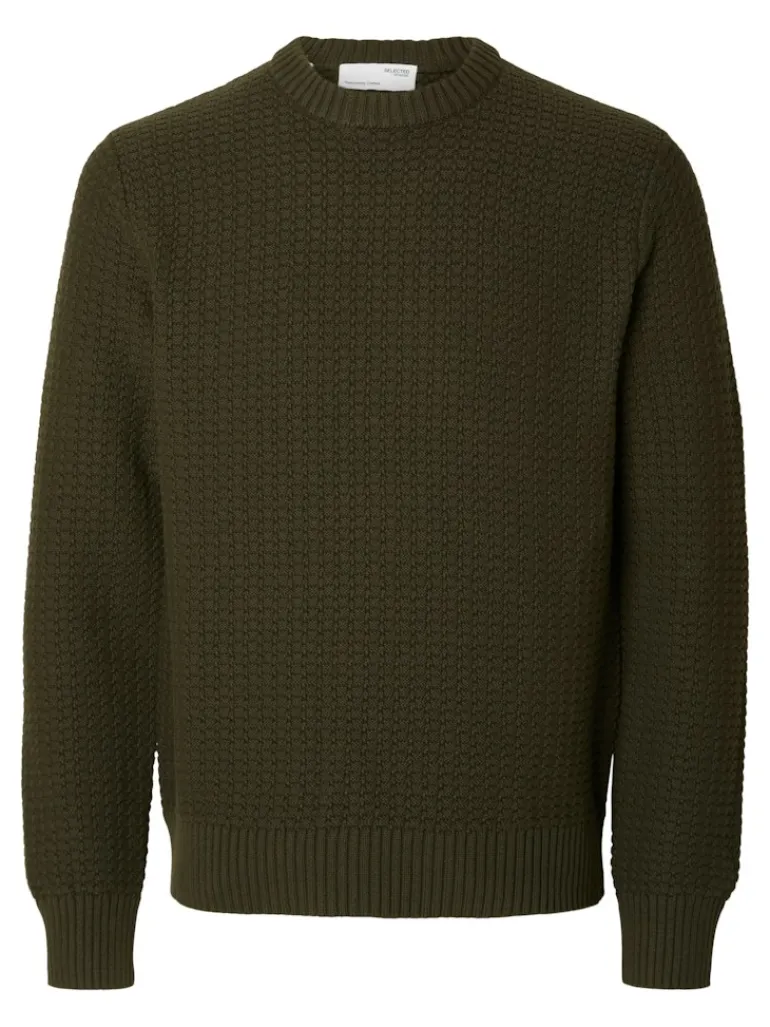 SLHTHIM LS KNIT STRUCTURE CREW NECK W rosin