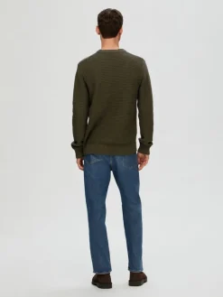 SLHTHIM LS KNIT STRUCTURE CREW NECK W rosin