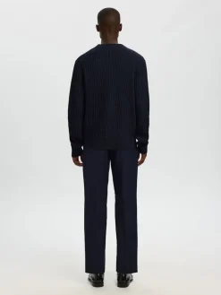 SLHTOM LS KNIT STRUCTURE CREW NECK sky captain