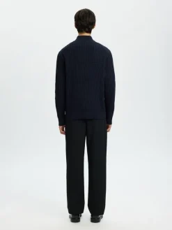 SLHTOM LS KNIT STRUCTURE HALF ZIP sky captain