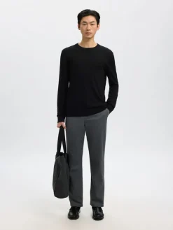 SLHTRAY LS KNIT MERINO CREW NECK NOOS black