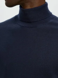 SLHTRAY LS KNIT MERINO ROLL NECK NOOS navy blazer