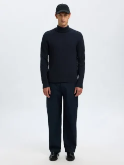 SLHTREVOR LS KNIT STRUCTURE ROLL NECK sky captain