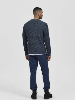 SLHVINCE LS KNIT BUBBLE CREW NECK NOOS dark sapphire