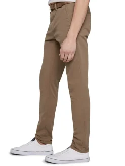 Slim Fit Chino Hose mit Gürtel honey camel beige