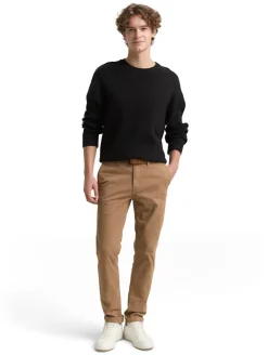 Slim Fit Chino Hose mit Gürtel honey camel beige
