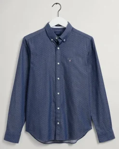 Slim Fit Dobby Oxford-Hemd mit Punkten persian blue