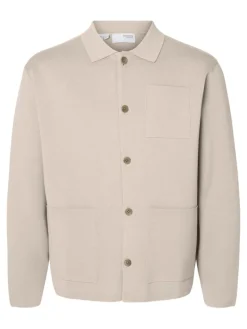 SLMMIKE LIGHT POLO CARDIGAN NOOS oatmeal