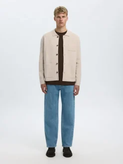 SLMMIKE LIGHT POLO CARDIGAN NOOS oatmeal