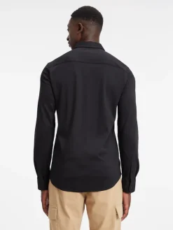 SMOOTH COTTON POCKET SLIM SHIRT ck black